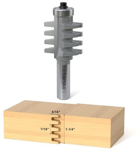 APIOLO Professioneller 1,27 cm Schaft, wendbarer Finger-Kleber-Gelenk-Fräser für Holzbearbeitung, Kugellager, Fingergelenk-Fräser für Heimwerker, Tür, Tisch, Schrank, Regal, Möbel