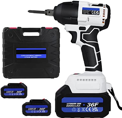 VickyHome 21V Akku-Schlagschrauber, Bürstenloser Schlagschrauber mit 2x 6000mAh Lithiumbatterien, Schnellladegerät, 420Nm Hohes Drehmoment, 4 Steckschlüssel, 12 Bohrkronen, Tragetasche