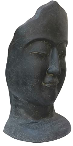 STONE art & more Gesicht schlafende Frau 80 cm, Steinfigur, Steinguss, Garten-Deko, schwarz antik, frostfest
