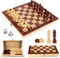 talifoca Juego De Ajedrez 3 En 1 de Madera, Juego de Ajedrez Damas Backgammon, Tablero Ajedrez de Viaje Ajedrez Madera, Portatil Tablero Ajedrez para Familiares Fiesta Viaje 29×29 CM