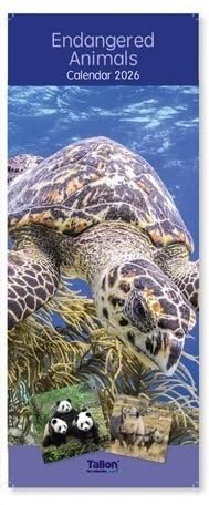 2026 Super Slim Month to View Spiral Bound Hanging Wall Calendar Home Office (Animals)