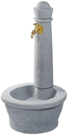 Gartenbrunnen Roma-Stein, Grau, Naturstein, Höhe 100 cm, Breite 54 cm und Tiefe 54 cm