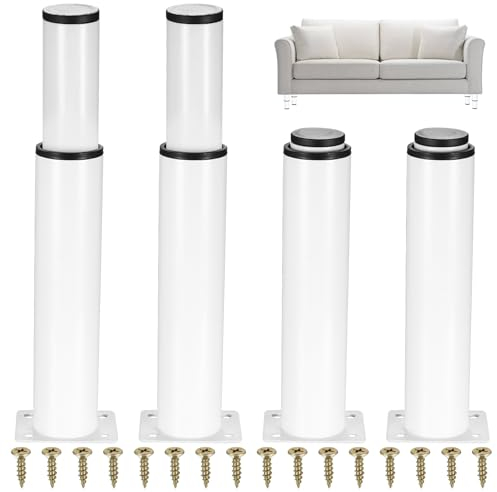 YITYDaMai 4 Piezas Patas para Muebles Altura Regulables, Patas de Muebles Metal Blanco, Patas Ajustables Altura 0-140 mm, Patas para Muebles Cama Sofá Mesa Estantes Cocina Patas (18-32CM)