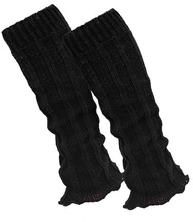 MOUNTREX Stulpen Damen - Beinwärmer mit Alpaka Wolle, Beinstulpen für Herbst, Winter - Leg Warmers - One Size - 1 Paar (Schwarz)