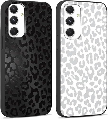 Yoedge 2 Stück HandyHülle für Samsung Galaxy A54 5G Hülle 6,4, Schutzhülle für Samsung A54 5G Case 3D Leopard Muster Design Aesthetic Mädchen Junge Geschenk Weich TPU Silikon Stoßfest Cover, Schwarz