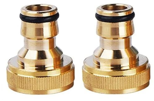 2 Stück Hahnverbinder Messing mit Innengewinde, 3/4 Zoll Wasserhahnanschluss Für Gartenschlauch Messing, Schnellhahn-Anschluss, Messingschlauch-Armaturen, Wasserschlauch-Wasserhahn-Adapter