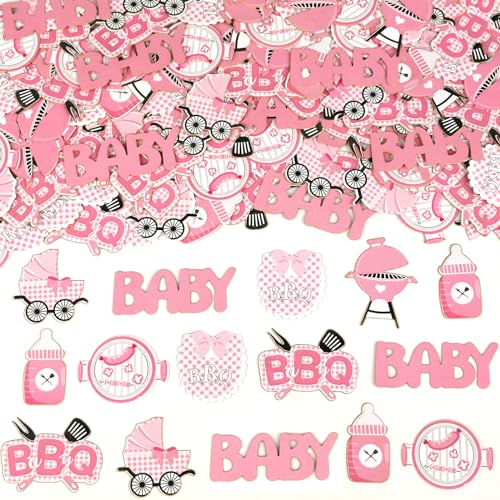 Cheereveal 200 Stück BBQ Baby Shower Konfetti Rosa Grill Tisch Dekorationen BBQ Picknick Karneval Sommer Geschlecht Enthüllung Feiertage Party Dekorationen Supplies