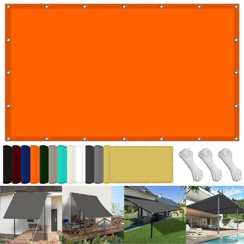 Toldo Vela Cuadrado 140 x 800 cm Impermeable Lona de Sombra Rectangular con Protezione UV PES e Accessori di Montaggio para Parque Césped Patio Jardín Terraza Camping, Naranja