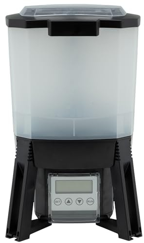 The Pond Guy KoiGrower Automatic Pond Fish Food Dispenser, Solar, Battery & AC Electric Power, Auto Timed Koi Pellet Feeder, 5 Gallon Feed Container