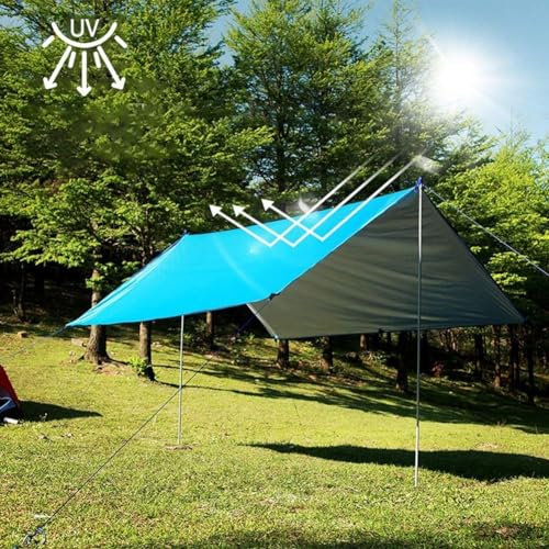 Lona de refugio, impermeable para camping, lluvia, toldo para fácil instalación (azul)