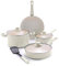 GreenLife Juego de utensilios de cocina antiadherentes de 8 piezas, ollas y sartenes de cerámica no tóxicas sin PFAS, apto para lavavajillas y horno, freír, salsa, olla de stock, tapas de vidrio, asas