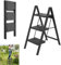 YRHome 3 Stufen Klappbar Trittleiter Leiter Tritthocker Klapptrittleiter mit breitem rutschfeste Pedal Multifunktionale Haushaltsleiter Stehleiter Bis 250KG Schwarz für Haushalt, Küche Büro Außen