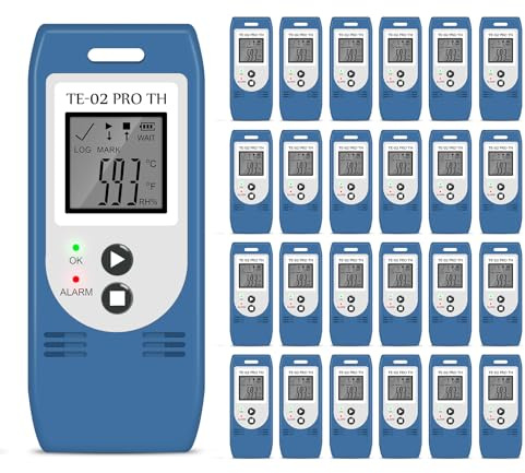 Temperatur und Luftfeuchtigkeit Datenlogger Kit, Hochpräzise Sensoren, USB-Berichterstellung, LCD-Bildschirm, Alarme, HACCP/EN12830-konform, Temperatur und Feuchtigkeit mit Kalibrierungszertifikaten
