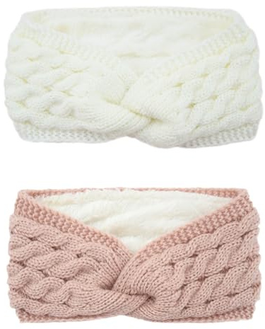 DRESHOW Stirnband Damen Winter Stirnbänder Strick, Haarband Ohrenwärmer, Dickes Fleecefutter Haarbänder Verdicken Headwrap Kopfband für Damen