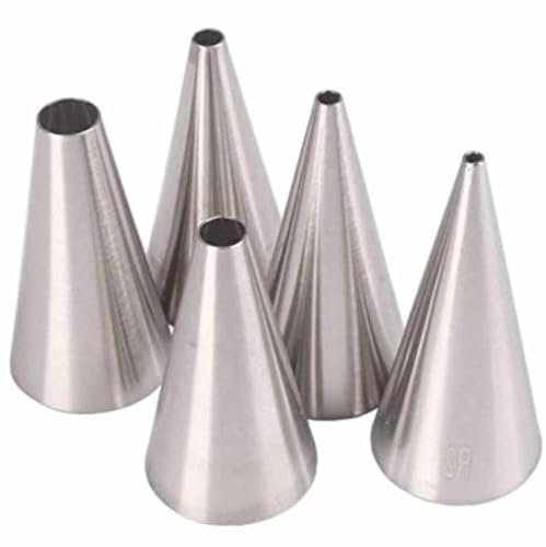 5pcs Icing Piping Nozzle Tips Cream Cake Decorating Cupcake Fondant Cake Macaron Stainless Steel Round Opening Shape.Cupcake Piping Nozzle