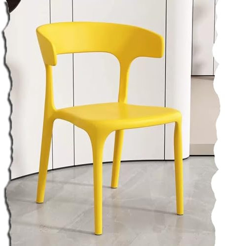 Stapelbare Kunststoff-Esszimmerstühle für den Außenbereich, bunte Terrassenstühle für Hinterhof, Rasen, Bistro, Deck, armlos, Restaurant, Stapelstuhl, Barhocker (gelb)