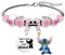 JunMallko Sti-tch Armband, Sti-tch Verstellbares Bettelarmband, Blau Sti-tch Cartoon Armband, Sti-tch Bettelarmband Geburtstags und Weihnachtsgeschenke für Tochter, Enkelin, Schwester, Freunde (Rosa)