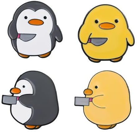 4 Stück Abzeichen, Pinguin-Enten-Brosche, Emaille Pin, Abzeichen Zubehör, Kleidung, Tasche, Jacke, Modeschmuck, Metall