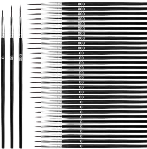 cobee 60 Pcs Detail Paint Brushes, Fine Tip Paint By Number Brushes With 3 Size #0#00#000, Micro Paint Brushes For Model Crafts Acrylic Miniature Painting(Black)