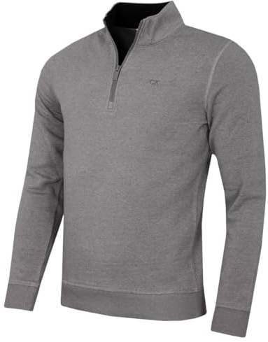Calvin Klein Mens Rocky Half Zip Supersoft Sweater - Silver Marl - S