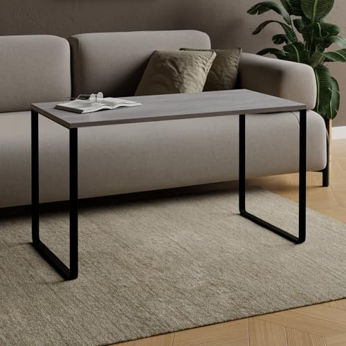 AKKE Couchtisch Wohnzimmertisch Beistelltisch Mit Metallbeinen Laminierte Platte Höhe 55cm Tisch Für Wohnzimmer Modern Loft Stil Crespo Beton 60 x 50cm