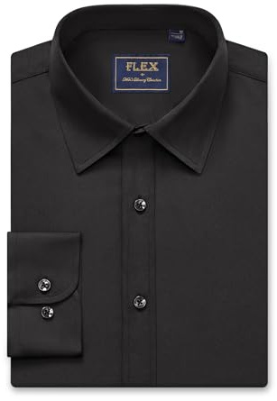 siliteelon Mens Black Shirts Long Sleeve Work Formal Dress Business Shirt