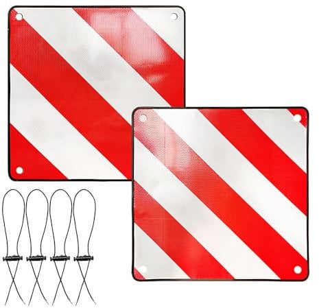 NAVESO 2in1 Warntafel Italien und Spanien, 50 x 50 cm warntafel fahrradträger aus Aluminium mit 4 Spannseile, warnschild italien fahrradträger für Wohnmobil, Fahrradträger, Wohnwagen, Heckträger