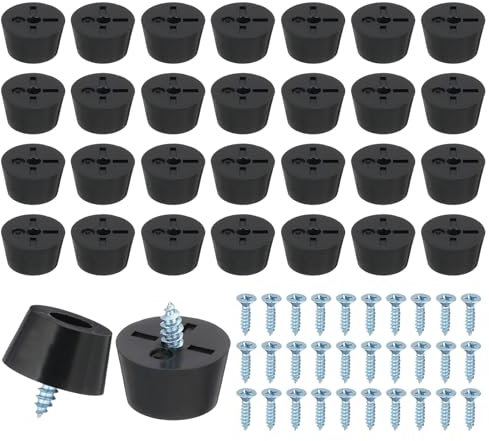 PATIKIL 28 Set Rubber Feet, 15x12x8mm Cutting Board Feet Non Slip Bumpers 3mm Screw on Rubber Feet Round Black Pads for Electronics Furniture Cutting Board Chairs Cabinet Sofa Speaker