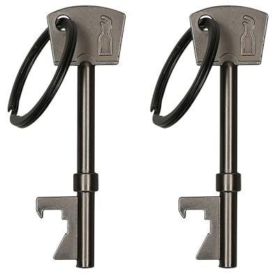 kwmobile Llavero de Llave Abrebotellas (Set de 2) - Llavero con Forma de Llave Abre Botella para Botellas de Cerveza - negro mate