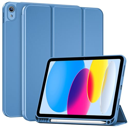 ProCase Hülle für iPad (A16) 11 Generation 2025 | iPad 10 Generation 10,9 2022 Schutzhülle mit Stifthalter Stoßfeste Smart Case Cover Auto Schlafen/Wachen -Blau Matt