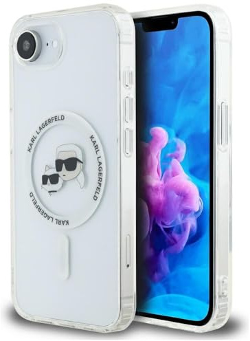 CG MOBILE Karl Lagerfeld IML Metal Karl & Choupette Heads kompatibel mit MagSafe Hülle für iPhone 16e (Weiß)