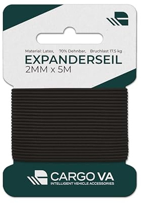 Cargo VA Cordino in gomma 2mm 5m - Cordino elastico e resistente, con 70% di elasticità - Cordino elastico per abbigliamento, riparazioni e tensionamenti flessibili