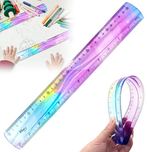 Lineal 30 cm Flexibel, 4 Stück Lineal 30 cm Grundschule, Flexibel Ruler, Kinderlineal Set, Maßstab Transparent Bruchsicher, Bunt Biegbar Weich Ruler Für Studenten, Schule, Büro & Zuhause (1)