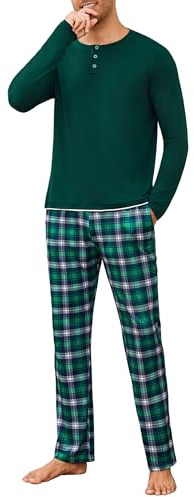 Leversic Pyjama Homme Hiver Carreaux, Manches Longues et Pantalon | Confortable et Doux, Cet Ensemble à Carreaux Offre Chaleur et Confort Pour Les Nuits d'Hiver et Les Moments de Détente
