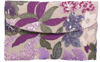 SHOFUL Donne ricamo floreale paillettes sera pochette borsa madreperla fiore borsa borsa a tracolla festa matrimonio borsa (viola)