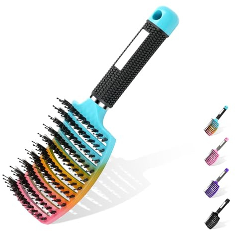 Haarbürste Anti-Ziepen, Entwirrungsbürste & Nylon Fasern für Glänzendes Haar, Professionelle Haarbürste für Damen Herren Kinder, für Lange Feine Dicke Lockige Haare (Farbe)