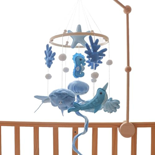 Patifirst Baby Mobile | Kinderzimmer Deko Mobile - Beruhigendes Meerestier Spielzeug Für Neugeborene Mädchen Kinderzimmer Laufstall Dekoration