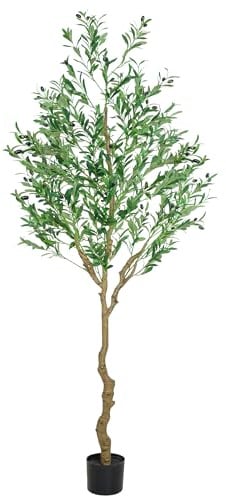 Albero di ulivo artificiale realistico da 2,7 m per interni, albero di ulivo finto con rami flessibili, nessuna manutenzione, piante finte per soggiorno, ufficio, ingresso