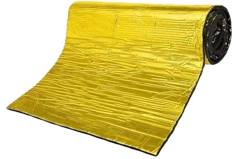 predolo Tapis d'isolation phonique universel pour intérieur de voiture, mousse de caoutchouc polyvalente, épaisseur 10 mm, 100 x 50 cm , Doré
