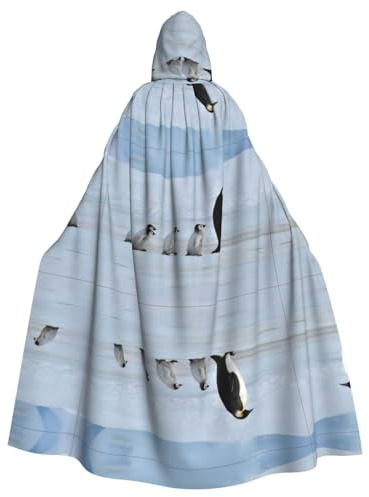 BLWSLC Halloween Five Penguins Printed Cape Hooded Festive Cape Suitable for Halloween Family Party