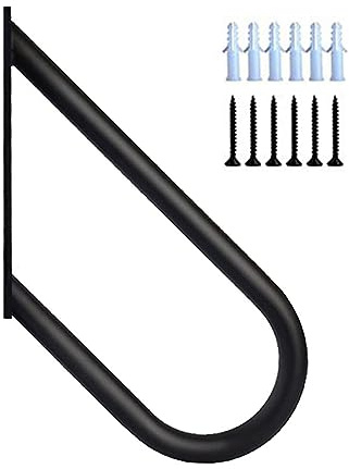 PANGBOER Stufen für den Innen und Außenbereich, zur Wandmontage, Geländer, U förmiger Handlauf, montiert mit Pulverbeschichtung für Garage, Hof, einfache Installation, ältere Menschen, Metall