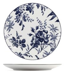 H&H Set 6 Piatti Frutta Catherine 19 cm – Porcellana Decorata Blu Stile Floreale Inglese, Piattini Dessert, Lavastoviglie e Microonde