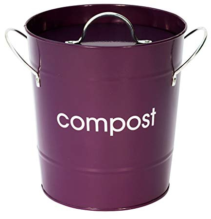 Premier Housewares 0510016 Poubelle à Compost avec Poignées Acier Galvanisé Violet