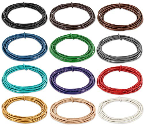 Auroris Cordon en Cuir Rond Noir Ø 2 mm Longueur 5 mètres