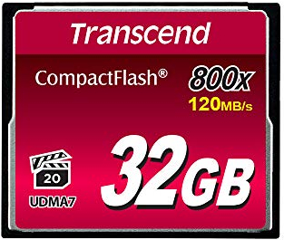 Transcend 32GB CompactFlash 800 Memory Card, Up to 120/60 MB/s, Supports High-Speed Ultra DMA Transfer Mode 7, appropriate for Ultra-High Resolution Full HD and 3D Video Recording TS32GCF800