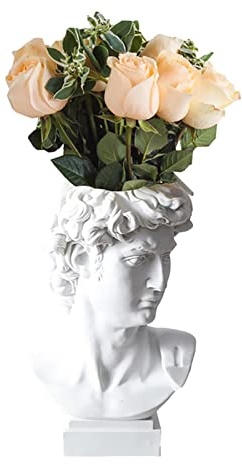 Vigcebit Vase Kopf, Weiß Vase Modern, David Statue Blumenvase, Harz Kopf Zement Pflanzer, Vase Stift Halter Schmuckhalter Für Wohnzimmer Haus Dekoration