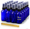 Culinaire 24 Paquete de 2 Oz Botellas de Vidrio Azul con Spray Oro y Tapas de la Pluma de Cristal