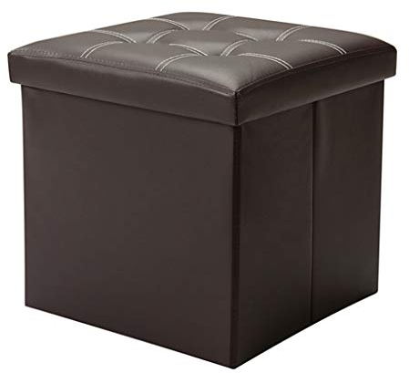 YFF-Hocker Bequemer Speicher-Schemel-faltender praktischer lederner Schemel gepolstertes Osmane Footrest Foldaway-Würfel-einzelne Seat Box Max.100kg, entfernbarer Deckel