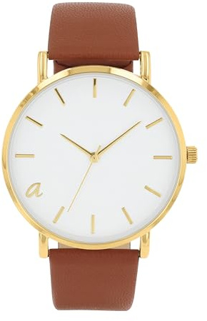 Amor Armbanduhr Unisex Damen Herren Quarzuhr Analog, mit veganem Apfelleder Armband, Schwarz, 3 bar Wasserdicht, Kommt in Uhren Geschenk Box, 2037079