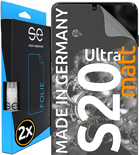 2x se® 3D SCHUTZFOLIE Entspiegelt für Samsung Galaxy S20 Ultra,Anti-Staub, 100% Fingerabdruck & FaceID kompatibel, einfache blasenfreie Installation, Ultra-Klar, Stoß-Kratzfest, aus Deutschland